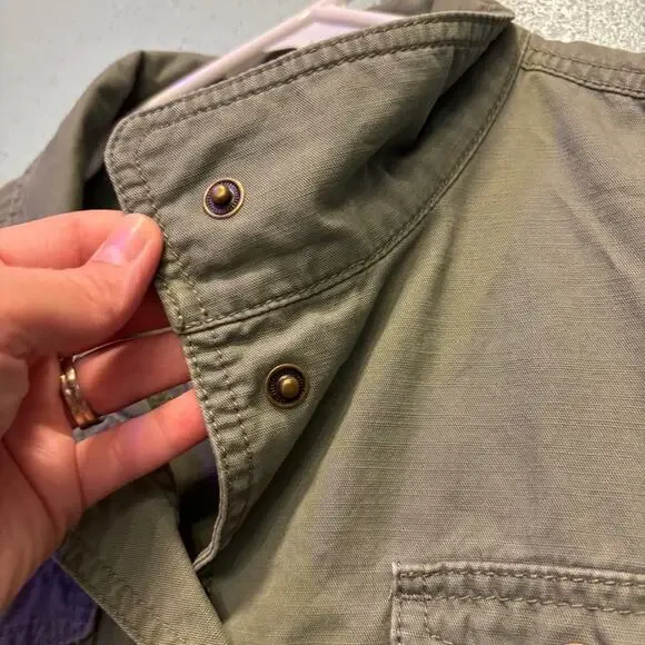 Talbots Petite Green Cinch Waist Utility Pockets Jacket Classic Design Size P - Picture 7 of 10